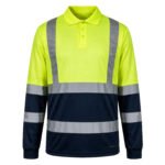 Polera Kumen Cooldry bicolor azul y amarillo